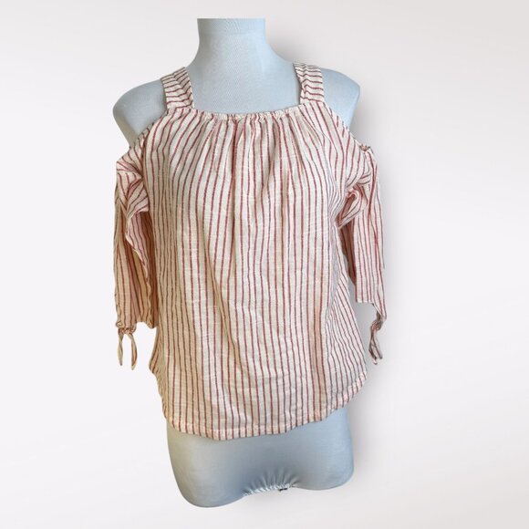 Madewell Cold Shoulder Top Red‎ Stripe Size XS - Picture 1 of 5
